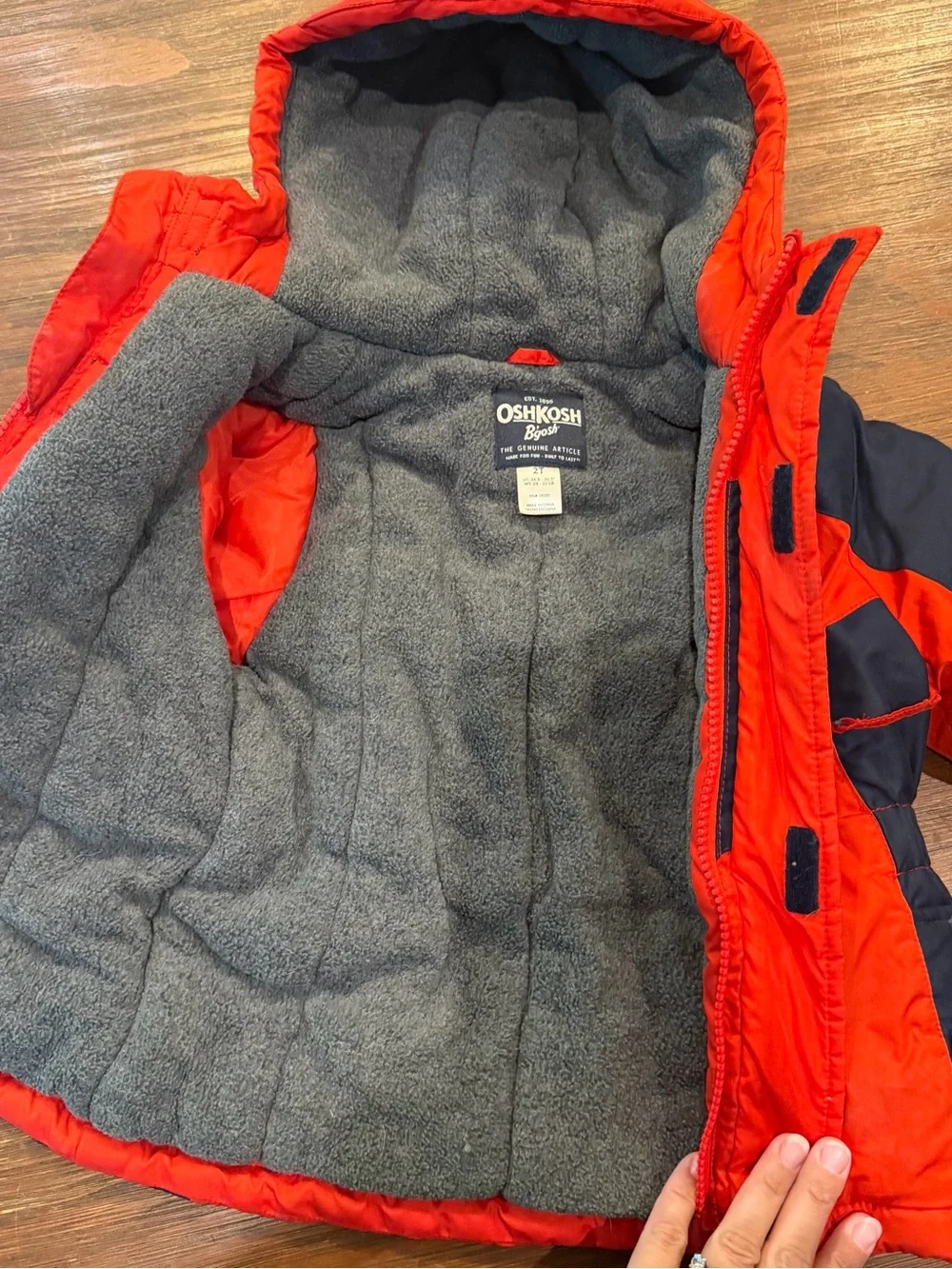 OshKosh B'gosh Red and Navy Hooded Puffer Jacket for Kids